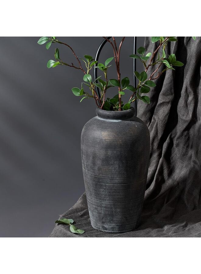 مزهرية سيراميك ريفية كبيرة، 11 بوصة، مزهرية طويلة مزخرفة بتصميم ريفي بسيط لتزيين المنزل، وتزيين الرفوف، وتزيين طاولة المدخل - Image 5