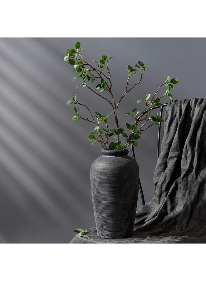 مزهرية سيراميك ريفية كبيرة، 11 بوصة، مزهرية طويلة مزخرفة بتصميم ريفي بسيط لتزيين المنزل، وتزيين الرفوف، وتزيين طاولة المدخل - Image 4