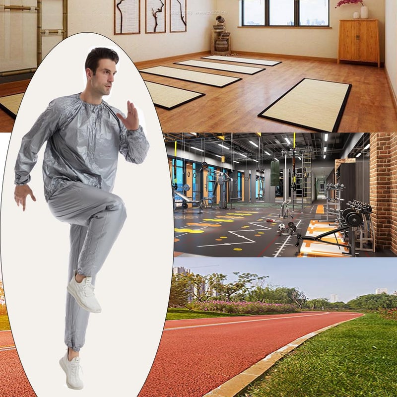 DawnBreak Sauna Sweat Suit for Women/Men Exercise Weight Loss Gym Fitness Workout Silver - XXL - Image 3