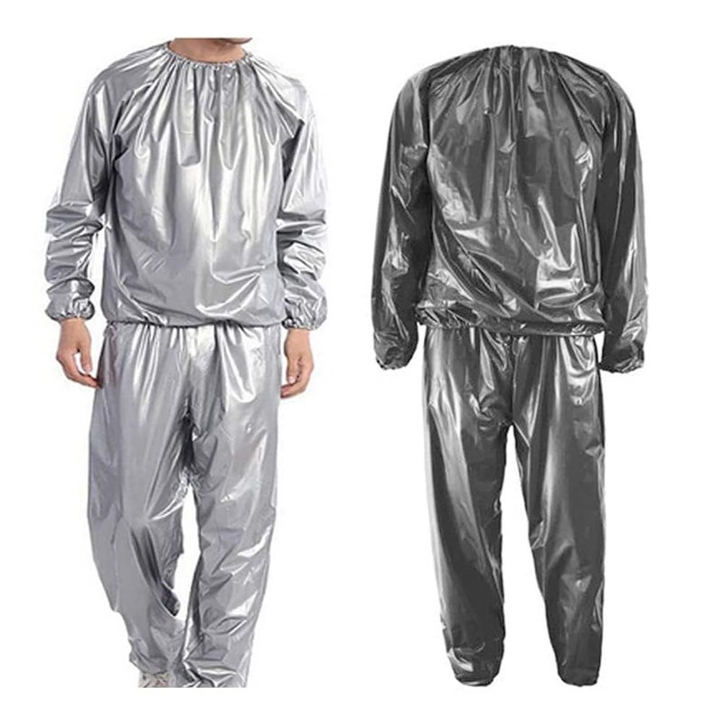 DawnBreak Sauna Sweat Suit for Women/Men Exercise Weight Loss Gym Fitness Workout Silver - XXL - Image 1