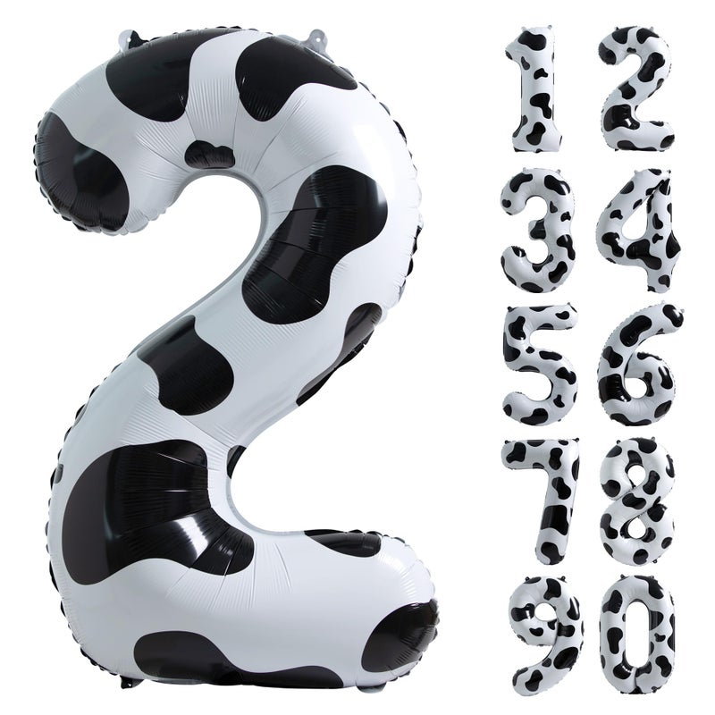 Cow Print Balloon Birthday Decorations SuppliesMoo Moo Im Two Birthday Decorations 40 inch Number 2 Balloon Cowgirl Theme 40 inch Number Balloons for 2nd Birthday Party Farm Barn Decor for kids