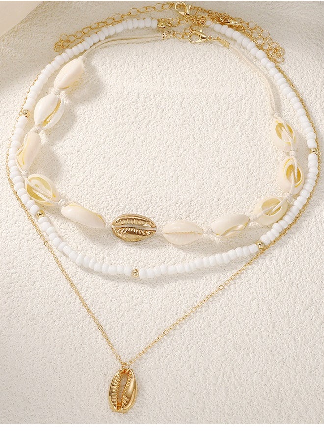 Multi Layered Female Bohemian Style Shell Pendant Necklace