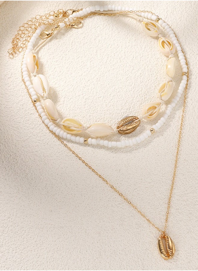 Multi Layered Female Bohemian Style Shell Pendant Necklace