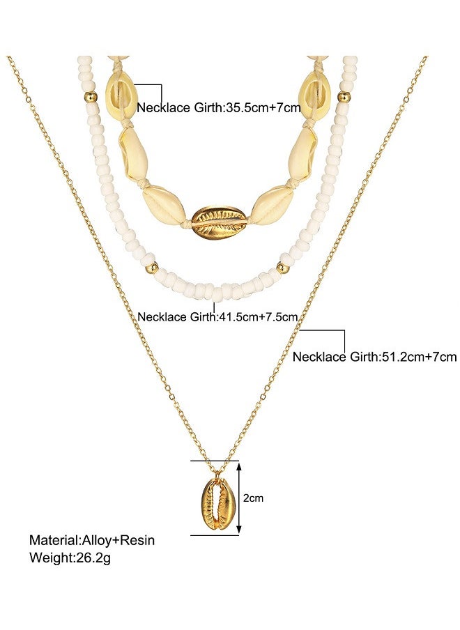 Multi Layered Female Bohemian Style Shell Pendant Necklace