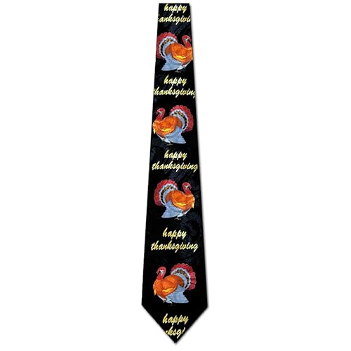 Steven Harris Thanksgiving Ties Turkey Neckties Pilgrim Cornucopia Fall Holiday for Men (Happy Thanksgiving Turkey) - Image 4