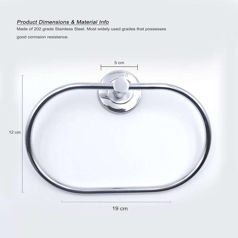 Pathavi Stainless Steel Towel Holder for Bathroom Wash Basin Towel Hanger Napkin Holder for Wash Basin Towel Ring Bathroom Accessories Oval Chrome Finish Pack of 2 - Image 4