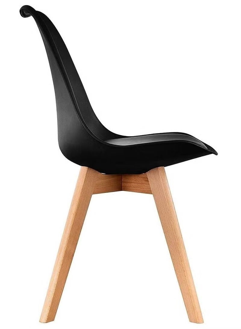 Galaxy Design Modern Dining Chair Plastic Shell With Leather Cushion on Seat & Wooden Legs Black Model- JEAM2. - Image 2