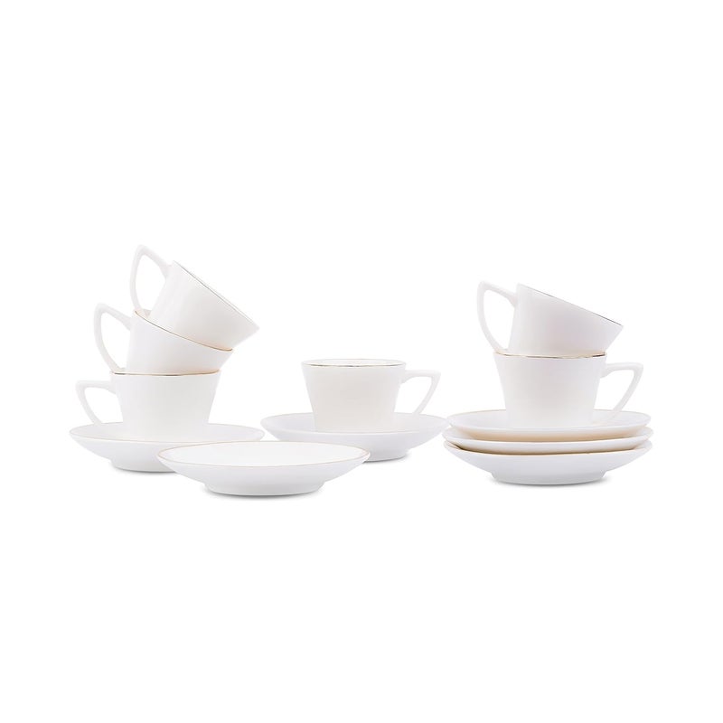 Dandy lines England by DATA Dandy Lines Zini Gold Rim Plain White Fine Bone China Tea Cups Cups and Saucers Tea Cup and Saucer Set Mugs and Saucer Set for Tea Coffee 52004 Pack of 12 - Image 2