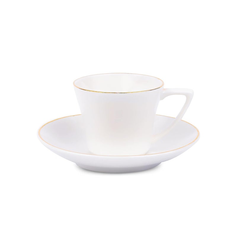 Dandy lines England by DATA Dandy Lines Zini Gold Rim Plain White Fine Bone China Tea Cups Cups and Saucers Tea Cup and Saucer Set Mugs and Saucer Set for Tea Coffee 52004 Pack of 12 - Image 3