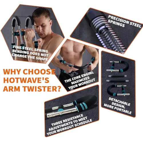 Hot Wave HOTWAVE Twister Arm Exerciser,Adjustable Spring Workout Bar, Forearm Triceps Chest Enhanced Exercise Strengthener,Portable Home Fitness Equipment - Image 5