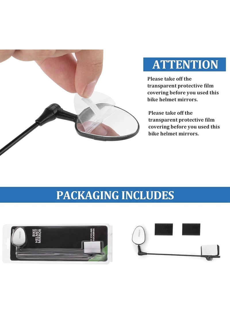 SOLARAE Bike Helmet Mirror, Fully Adjustable Rear View Bicycle Helmet Mirror for Cycling, Ultra-Clear Glass Safety Mirror, 360 Degree Bicycle Rear View Wide Angle Mirror (2 Pack) - Image 2