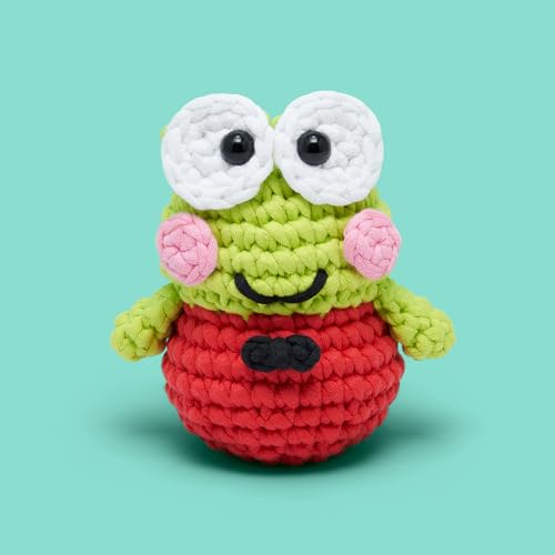 The Woobles Hello Kitty Crochet Kit - Beginners Wooble Crochet Animal Kit Crafts with Easy Peasy Yarn as seen on Shark Tank - with Step-by-Step Video Tutorials (Keroppi) - Image 2