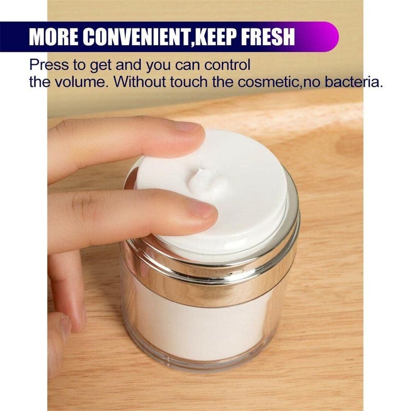 BELLOX ENTERPRISE Airless Pump Jars 153050ML 3 Pieces Empty Refillable Cosmetic Air Acrylic Bottles Lotion Face Cream Dispenser Containers Makeup Vials Accessories LeakProof DIY Travel Cans Press Style  - Image 3