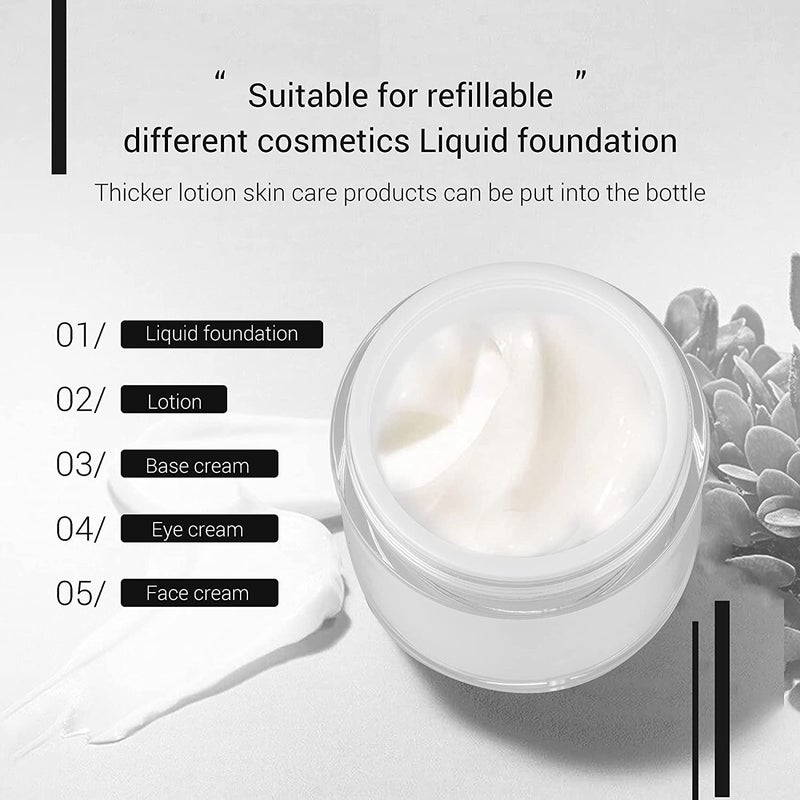BELLOX ENTERPRISE Airless Pump Jars 153050ML 3 Pieces Empty Refillable Cosmetic Air Acrylic Bottles Lotion Face Cream Dispenser Containers Makeup Vials Accessories LeakProof DIY Travel Cans Press Style  - Image 5
