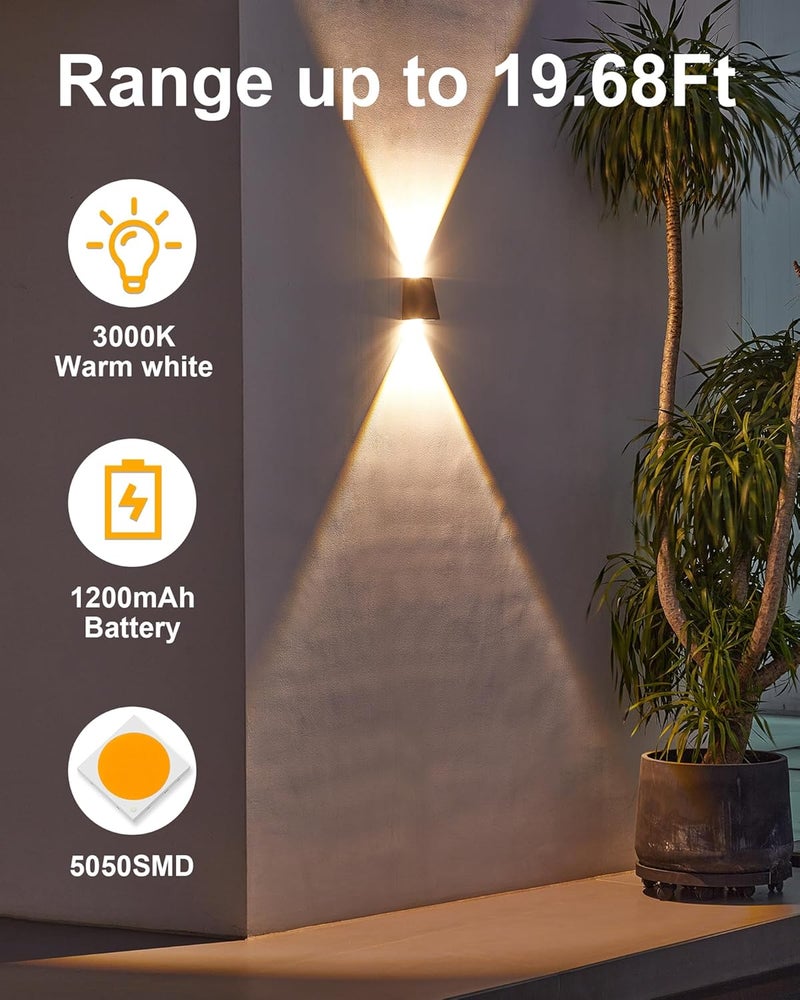 LUHLEE Solar Wall Lights (Warm White, 2-Pack (1200 mAh)) - Image 2