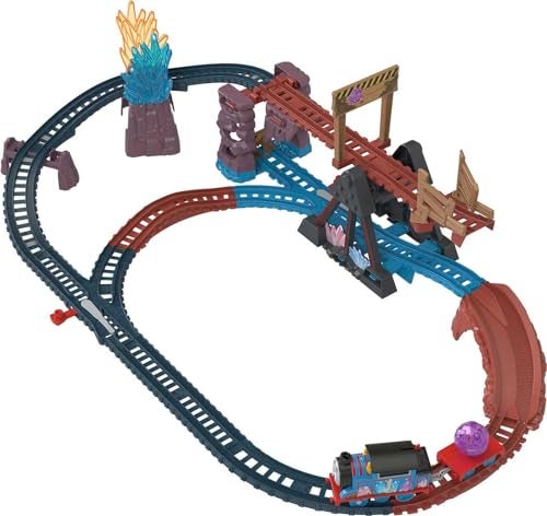 THOMAS & FRIENDS مجموعة قطار توماس وأصدقائه الكهربائية مغامرة كهوف الكريستال مع توماس، جسر متأرجح و8 أقدام من المسار للأطفال في سن ما قبل المدرسة من عمر 3 سنوات فما فوق - Image 1