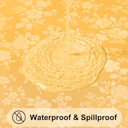 Smiry Rectangle Table Cloth Waterproof Heavy Duty Vinyl Tablecloths Wipeable Washable Table Cover for Kitchen and Dining Room Mustard Yellow 60 X 84 - Image 3