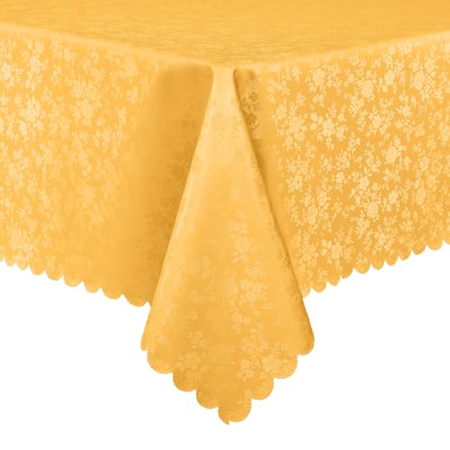 Smiry Rectangle Table Cloth Waterproof Heavy Duty Vinyl Tablecloths Wipeable Washable Table Cover for Kitchen and Dining Room Mustard Yellow 60 X 84 - Image 1