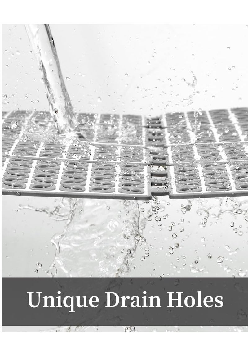 Shower-Mat, with Suction Cups and Drain Holes, Non-Slip Shower Mats for Inside, Shower Large Thick Soft Shower Floor Mat, 60×60cm, Anti Slip Square Bath Mats for Shower, Grey, 1 Pcs - Image 4