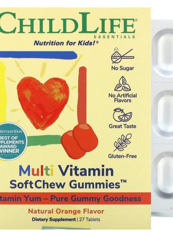 فيتامينات متعددة قابلة للمضغ للأطفال من ChildLife Essentials، بنكهة البرتقال الطبيعي، 27 قرص