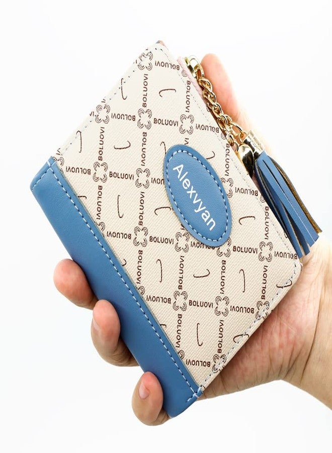 Alexvyan Blue Small Bi-Fold Women Wallet -PU Leather Multi Wallets | Credit Card Holder | Coin Purse Zipper -Small Secure Card Case/Gift Wallet for Women and Girls Abstract Pattern - Image 5