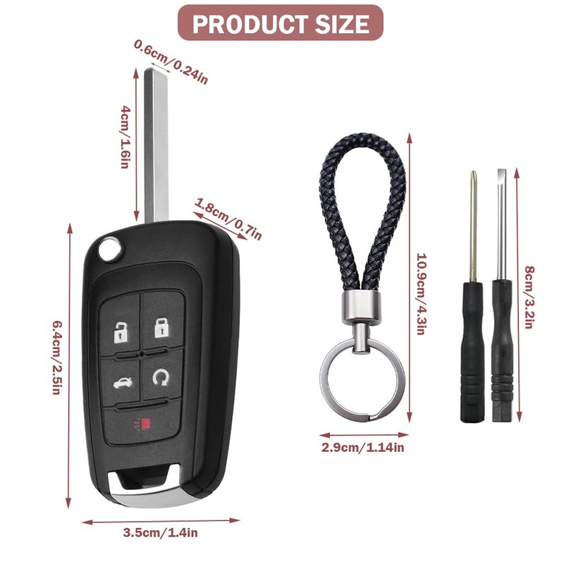 JJCHQ Key Fob Case Replacement 5 Button for Chevy Cruze Camaro Impala Equinox GMC Terrain Buick Regal Lacrosse 2010 2011 2012 2013 2014 2015 2016 2017 Keyless Entry Remote Control Car Key Fob Shell - 2 Pack - Image 4