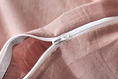 F.Y.Dreams 100% Washed Cotton Duvet Cover for Weighted Blanket 48x72 inches with 16 Ties, Zipper on Long Side/Dust Pink/Just Duvet Cover - Image 3