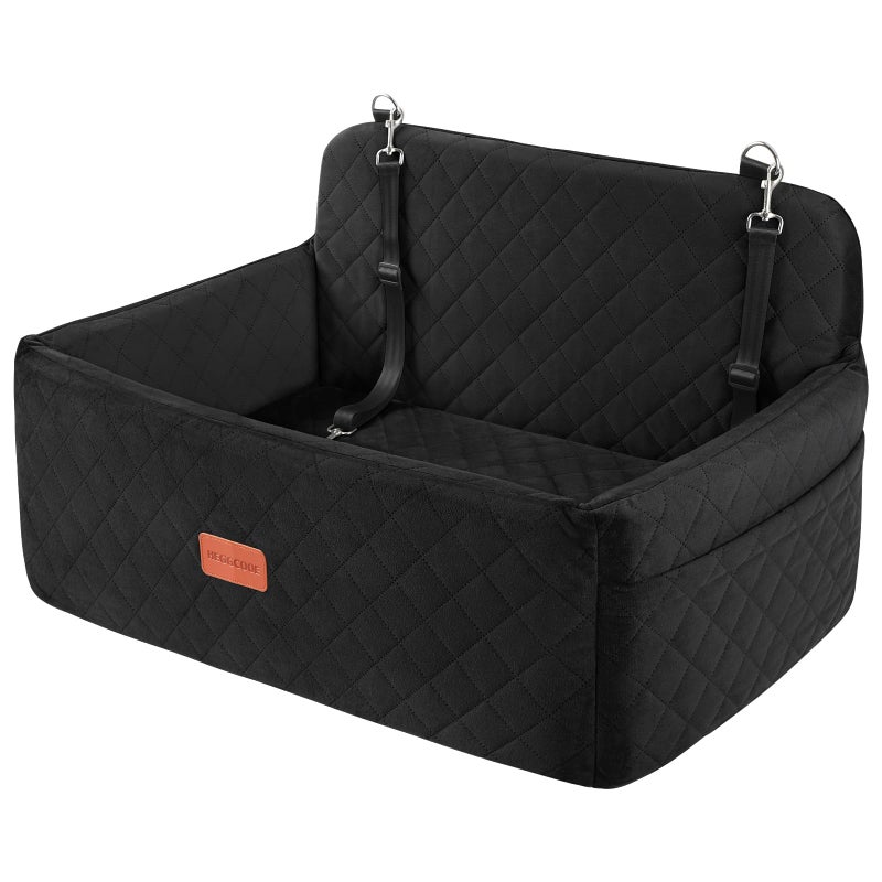 HEGGCOOE Dog Car Seat for MediumLarge Dogs Pet Booster Seat for Under 55 lbs or 2 Small Dogs Detachable Washable Dog Car Bed for Backseat with 2 Safety LeashesBlack - Image 2