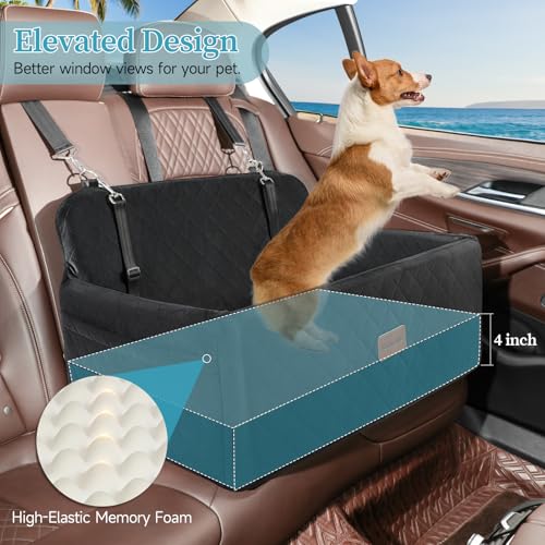 HEGGCOOE Dog Car Seat for MediumLarge Dogs Pet Booster Seat for Under 55 lbs or 2 Small Dogs Detachable Washable Dog Car Bed for Backseat with 2 Safety LeashesBlack - Image 3