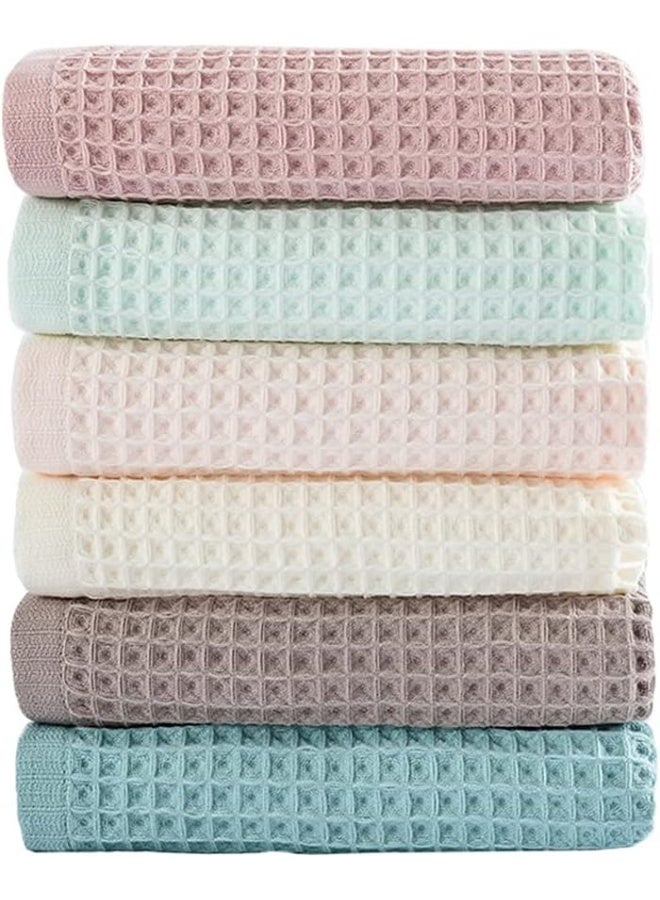 VFAEJLL 100% Cotton Kitchen Towels Set, Waffle Weave Kitchen Dish Cloth, Super Absorbent Kitchen Dish Towels For Drying Dishes 13X13 Inches Dish Rags For Washing Dishes 6 Pack Mixed Color, Hand Towels  - Image 1