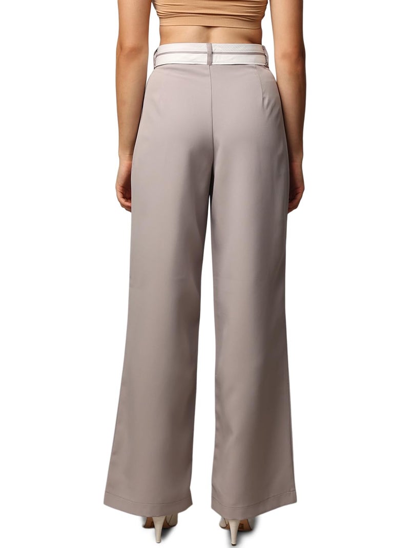 ONLY Women Solid Regular Fit Casual Grey Regular Pants - Image 5