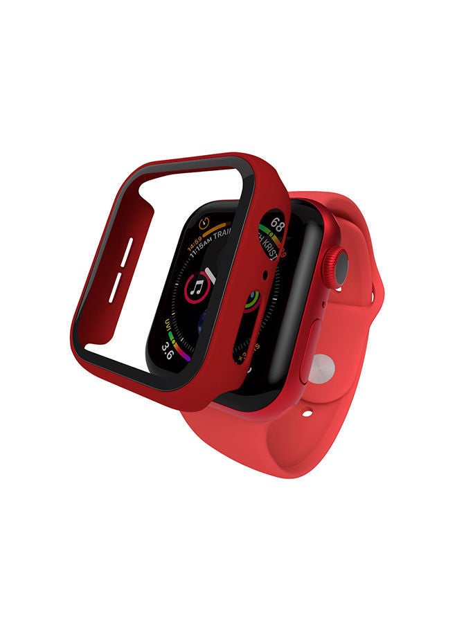 NIBEMINENT Shock Proof Watch Protectors with Touch Sensitive Tempered Glass For Apple Series 6/5/4/SE- 44 mm- Shockproof-Scratch Resistent-Sleek Design Red  - Image 1