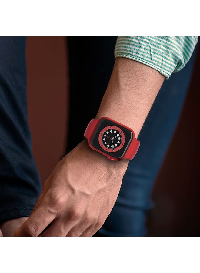NIBEMINENT Shock Proof Watch Protectors with Touch Sensitive Tempered Glass For Apple Series 6/5/4/SE- 44 mm- Shockproof-Scratch Resistent-Sleek Design Red  - Image 5