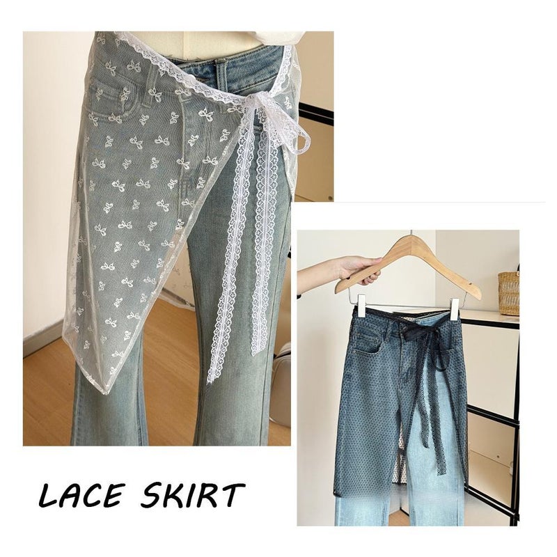 One-piece Korean style design with floral embroidery and lace trim, a must-have for layering, especially when paired with a sheer skirt with a flared hem. - Image 4