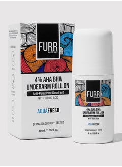 Furr FURR 4% AHA BHA Underarm Roll On with Kojic Acid | Helps Reduce Pigmentation, Prevents Body Odour & Brightens Skin, Dermatologically Tested, Antiperspirant Aqua Fresh Fragrance - 40ml  - Image 1