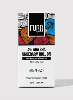 Furr FURR 4% AHA BHA Underarm Roll On with Kojic Acid | Helps Reduce Pigmentation, Prevents Body Odour & Brightens Skin, Dermatologically Tested, Antiperspirant Aqua Fresh Fragrance - 40ml  - Image 3
