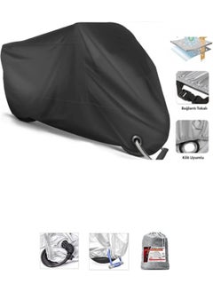 Black Motorcycle Tarpaulin with Lock Compatible for Kanuni Motorum 150, Safe, Waterproof