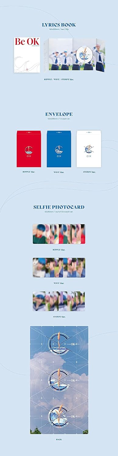 CIX OK Prologue  Be OK 1st Album Wave Ver CD1p Folding Poster On Pack100p Book20p Lyrics1p Selife6p Post1p Scratch Card10p Sticker12p ScriptMessage PhotoCard SETTracking - Image 4