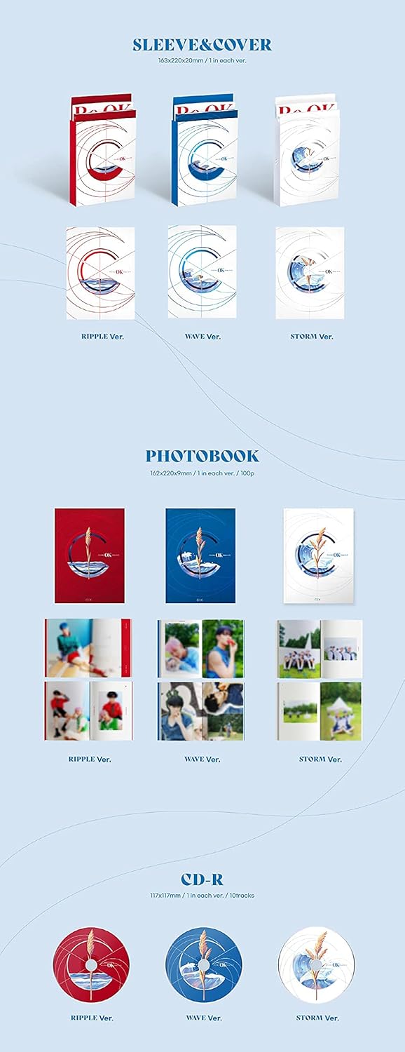 CIX OK Prologue  Be OK 1st Album Wave Ver CD1p Folding Poster On Pack100p Book20p Lyrics1p Selife6p Post1p Scratch Card10p Sticker12p ScriptMessage PhotoCard SETTracking - Image 3