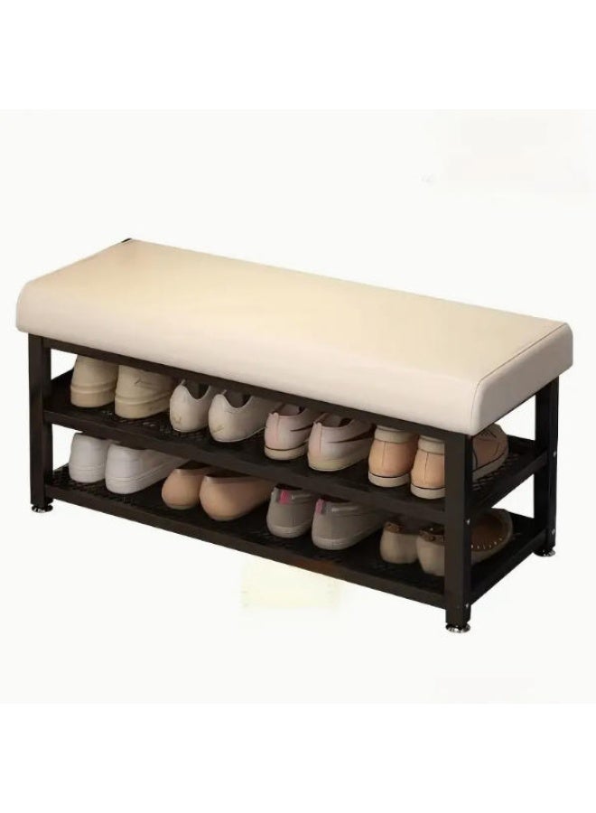 لينجوي رف أحذية متين من طبقتين مع مقعد مبطن ومقعد منظم للأحذية وخزانة أحذية للمدخل الحديث - Image 4