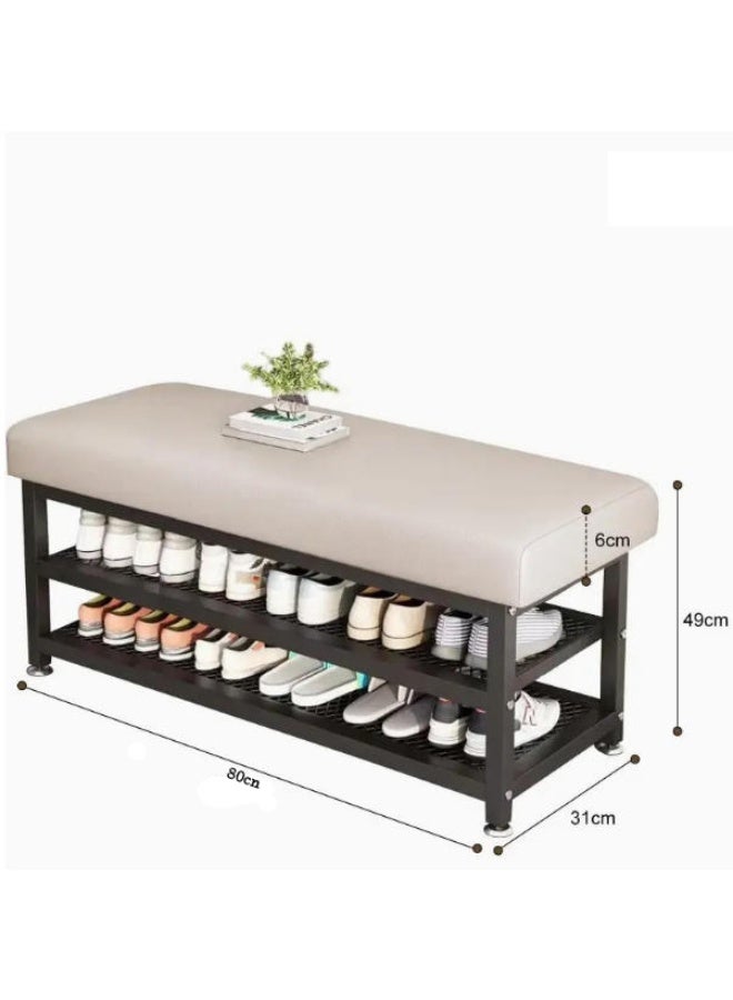 لينجوي رف أحذية متين من طبقتين مع مقعد مبطن ومقعد منظم للأحذية وخزانة أحذية للمدخل الحديث - Image 2