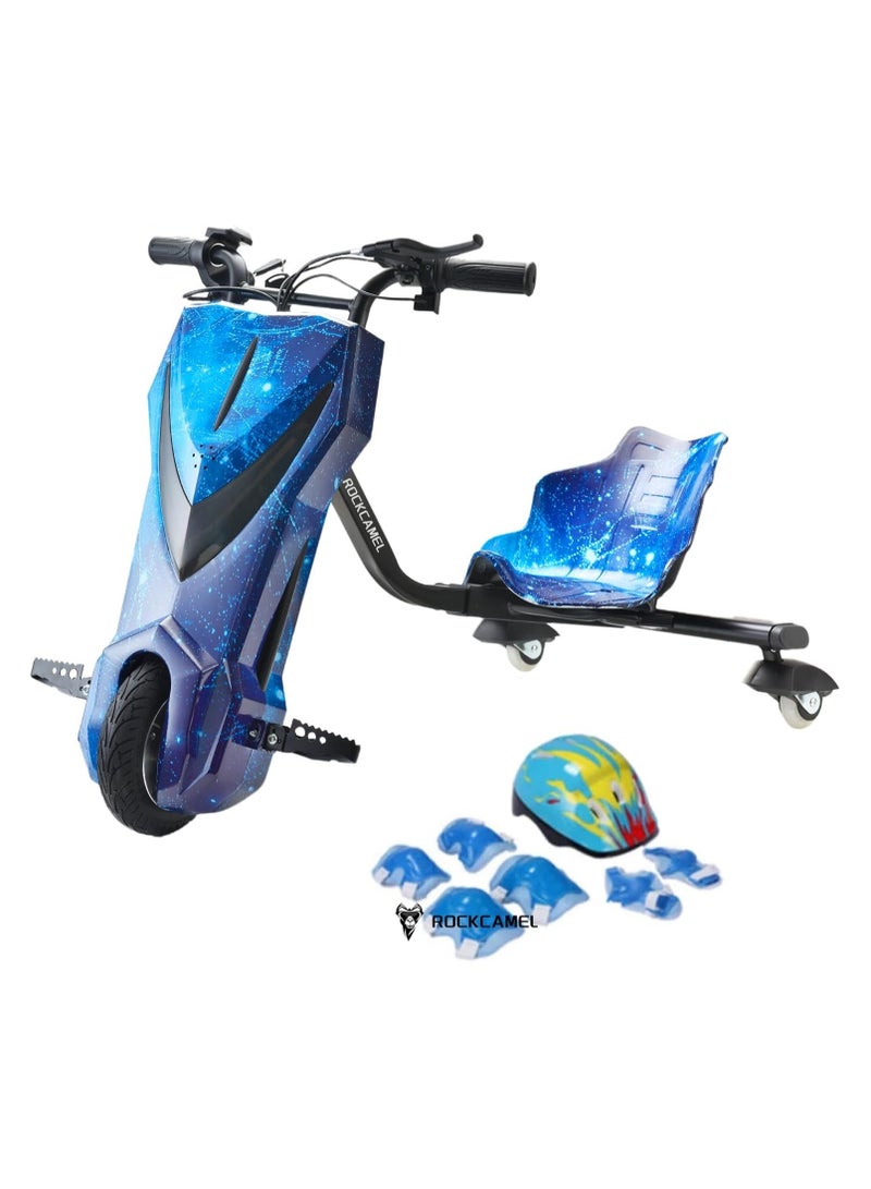سكوتر دريفت كهربائي للأطفال مزود بموسيقى بلوتوث، 3 أوضاع سرعة، أضواء LED وإضاءة خلفية، سعة حمولة 100 كجم، سرعة 15 كم/ساعة