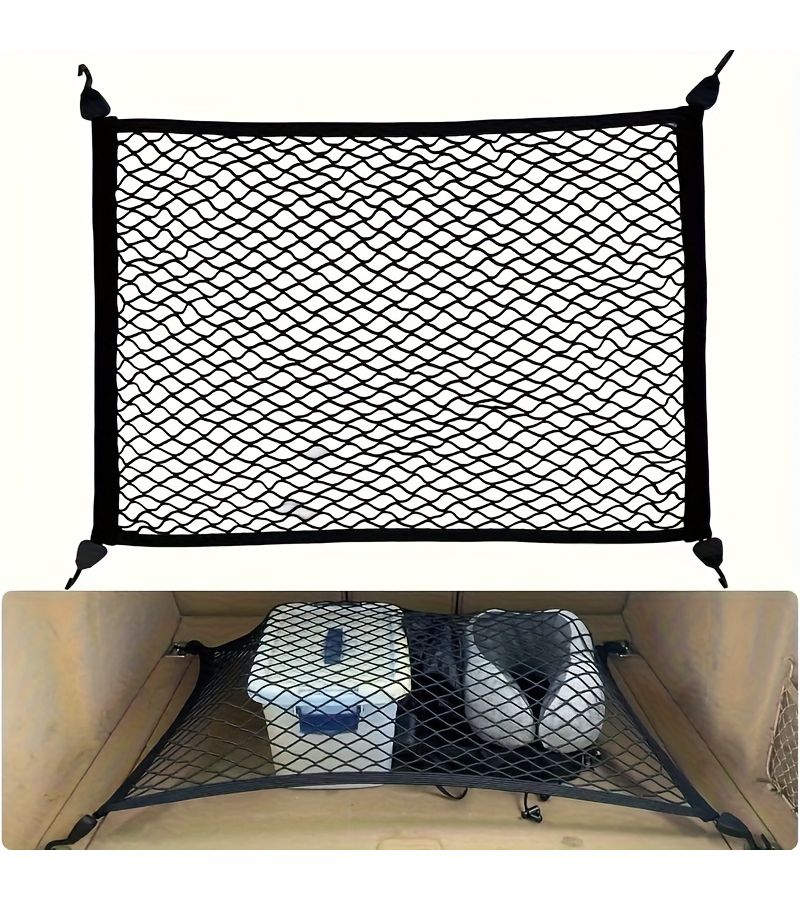 1pc Durable Nylon Elastic Cargo Net 23.62 15.75 Inch For Suv Truck Car Trunk Organizer Full Elastic Mesh With Abs Hook Strong Tailgate Netting Accessory For Vehicle Storage Versatile Setup - Image 1