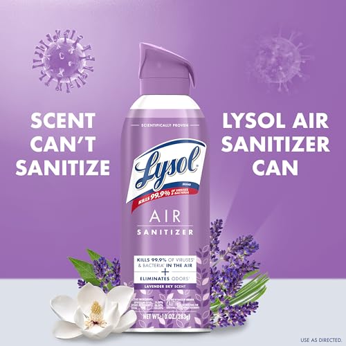 Lysol Air Sanitizer Spray with Odor Eliminator for Home & Office, Sanitizing Spray, Air Freshener Alternative, Lavender Sky Scent, 10 oz (Pack of 3) - Image 2