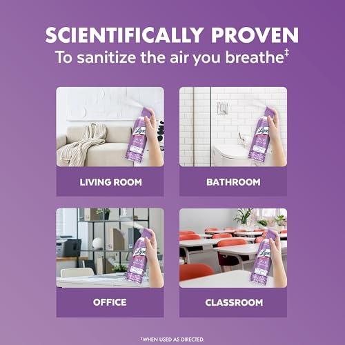 Lysol Air Sanitizer Spray with Odor Eliminator for Home & Office, Sanitizing Spray, Air Freshener Alternative, Lavender Sky Scent, 10 oz (Pack of 3) - Image 4