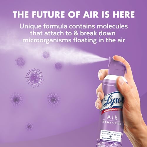 Lysol Air Sanitizer Spray with Odor Eliminator for Home & Office, Sanitizing Spray, Air Freshener Alternative, Lavender Sky Scent, 10 oz (Pack of 3) - Image 5