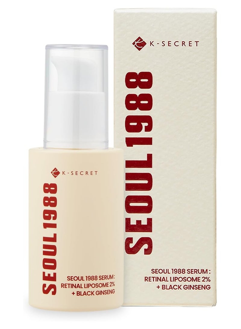 K-SECRET K-SECRET SEOUL 1988 Retinal Serum: 2% Retinal Liposome Black Ginseng Niacinamide Bakuchiol Vitamin C & 3 Peptides for Wrinkle Care Anti Aging