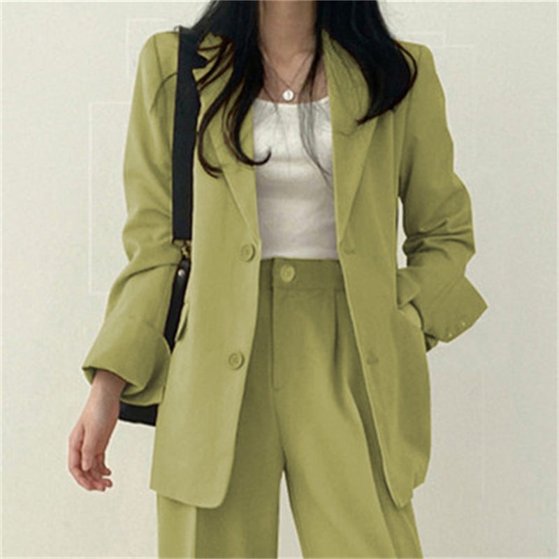 2024 Spring Womens Blazer Korean Chic Commuter Jacket Camel (Set) - Image 3