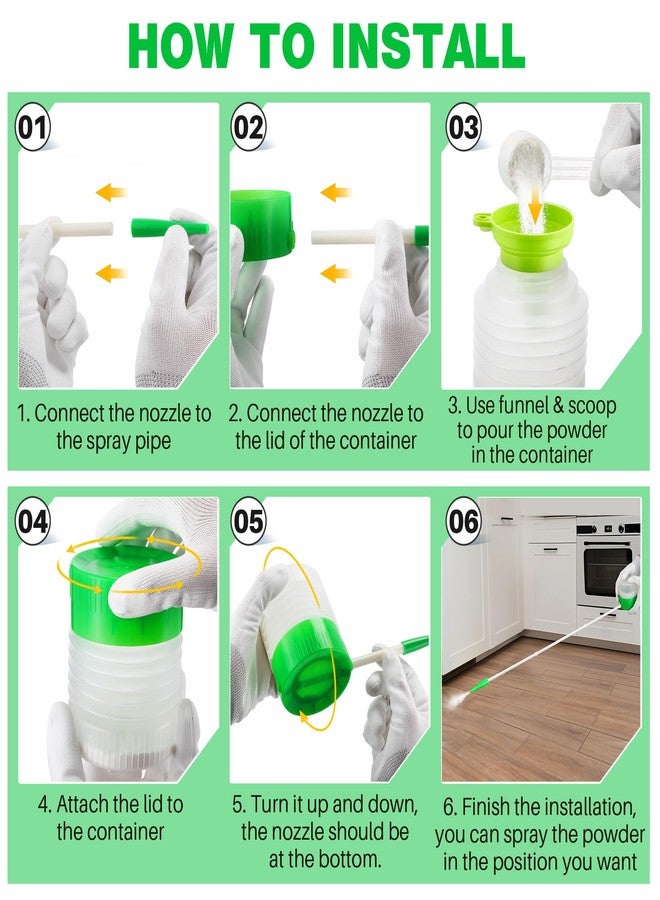 Mysora Adjustable 12'' to 36'' Diatomaceous Earth Powder Duster Kit, Diatomaceous Earth Dust Applicator with Scoop, 14g Funnel & Protective Gloves, Powder Sprayer for Indoor Outdoor Use (Green - Image 3