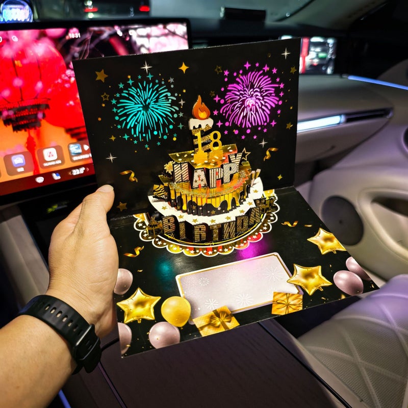 Ins Style Birthday Cake Music Colorful Light 3D Stereo Greeting Card Creative Fireworks Effect Sound Card High-End - Image 1